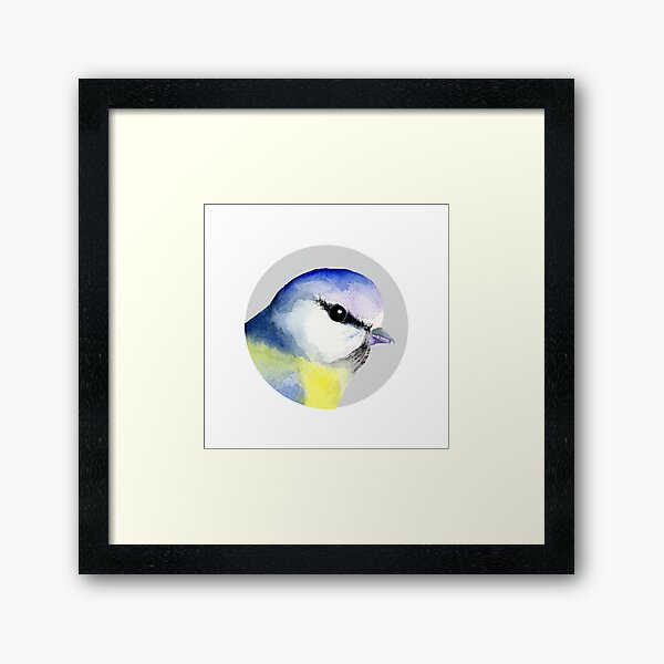 Blue Tit Bird Watercolor Painting Wildlife Artwork Framed Art Print