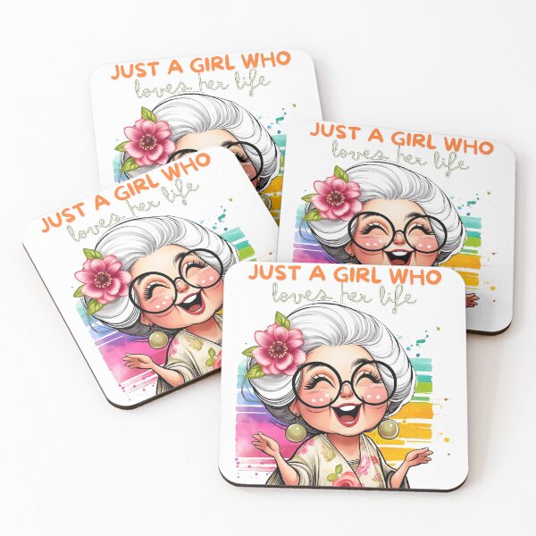 Item preview, Just a Girl Who Loves Her Life - Whimsical Granny Illustration designed and sold by Simplystik.