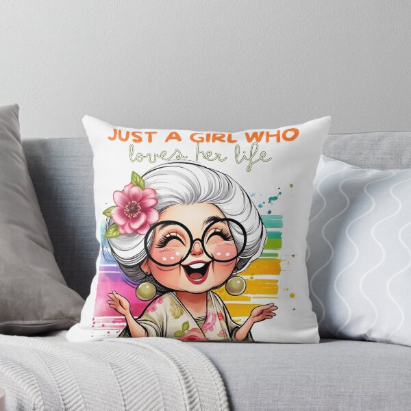 Item preview, Just a Girl Who Loves Her Life - Whimsical Granny Illustration designed and sold by Simplystik.