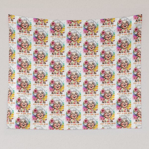 Item preview, Just a Girl Who Loves Her Life - Whimsical Granny Illustration designed and sold by Simplystik.