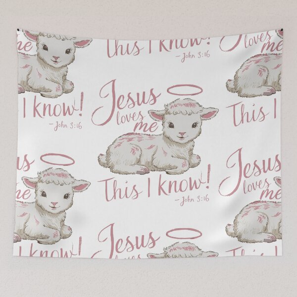 Item preview, Jesus Loves Me: Adorable Lamb Illustration Christian Kids Art designed and sold by HahaHandlesHub.