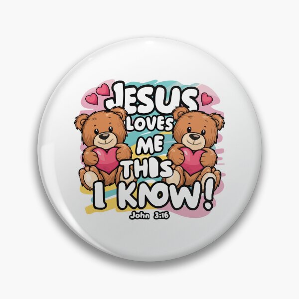 Item preview, Jesus Loves Me: Adorable Teddy Bears Holding Hearts Christian Kids Art designed and sold by HahaHandlesHub.