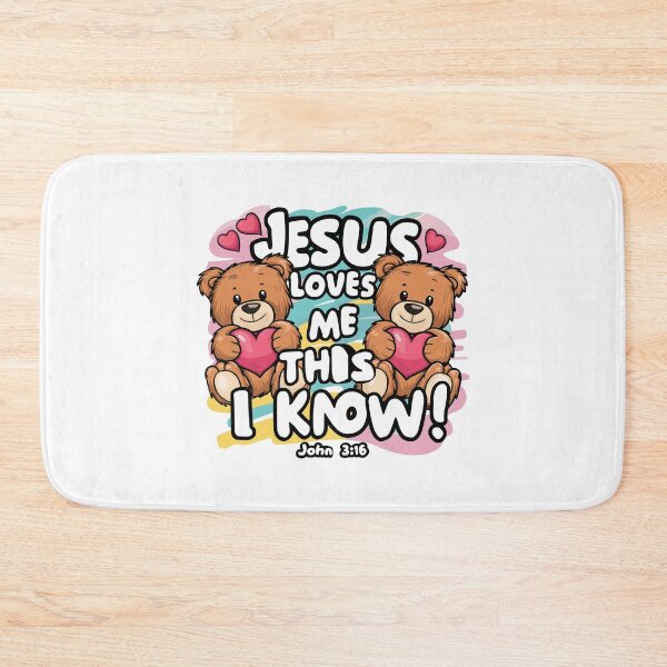 Item preview, Jesus Loves Me: Adorable Teddy Bears Holding Hearts Christian Kids Art designed and sold by HahaHandlesHub.