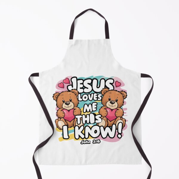 Item preview, Jesus Loves Me: Adorable Teddy Bears Holding Hearts Christian Kids Art designed and sold by HahaHandlesHub.