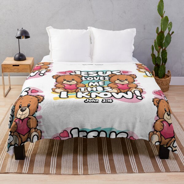 Item preview, Jesus Loves Me: Adorable Teddy Bears Holding Hearts Christian Kids Art designed and sold by HahaHandlesHub.