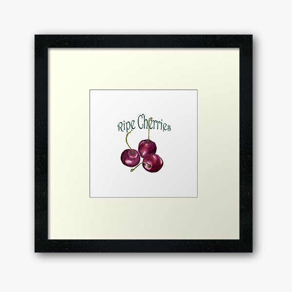 Cherries Fruit Watercolor Painting Botanical Artwork Framed Art Print