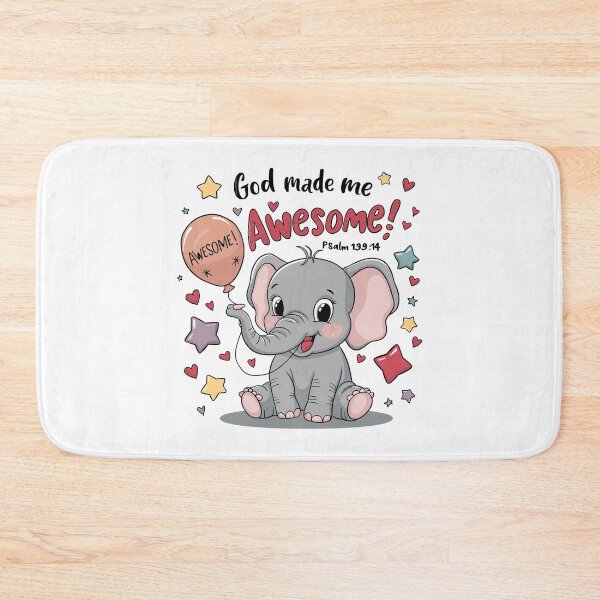 Item preview, God Made Me Awesome: Cute Baby Elephant Christian Kids Art designed and sold by HahaHandlesHub.