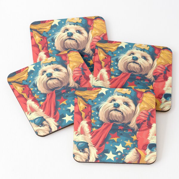 Item preview, Cartoonish seamless pattern of dogs in superhero costumes designed and sold by DMay-art.