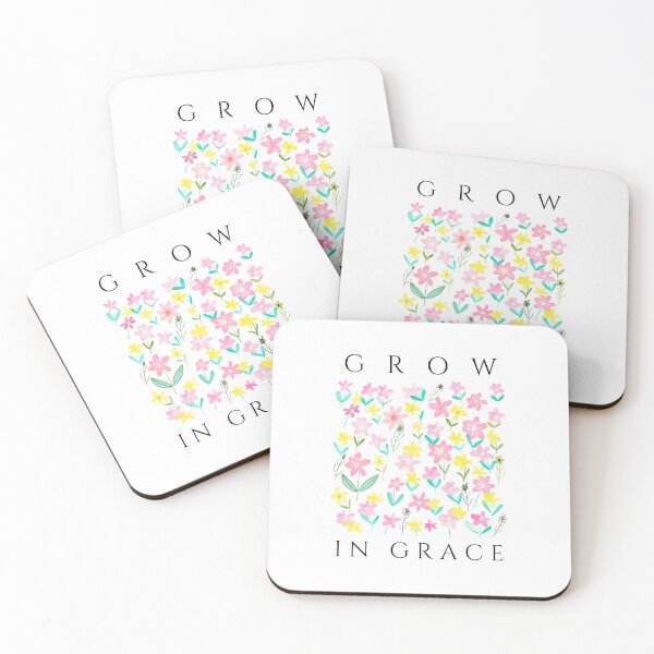 Item preview, Grow In Grace Christian Quote With Floral Background designed and sold by ThePinkProject.