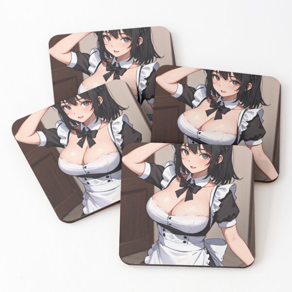 Item preview, Big Tits Black Hair Anime Girl in maid Outfit designed and sold by kenvel.
