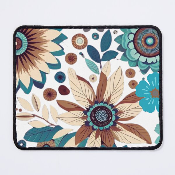 Item preview, Turquoise and Brown Abstract Floral Pattern designed and sold by CreativeCanvas8.