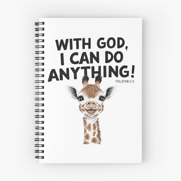 Item preview, With God, I Can Do Anything: Cheerful Giraffe Christian Kids Art with Philippians 4:13 designed and sold by HahaHandlesHub.