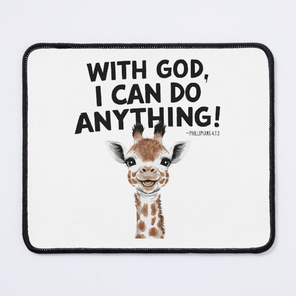 Item preview, With God, I Can Do Anything: Cheerful Giraffe Christian Kids Art with Philippians 4:13 designed and sold by HahaHandlesHub.