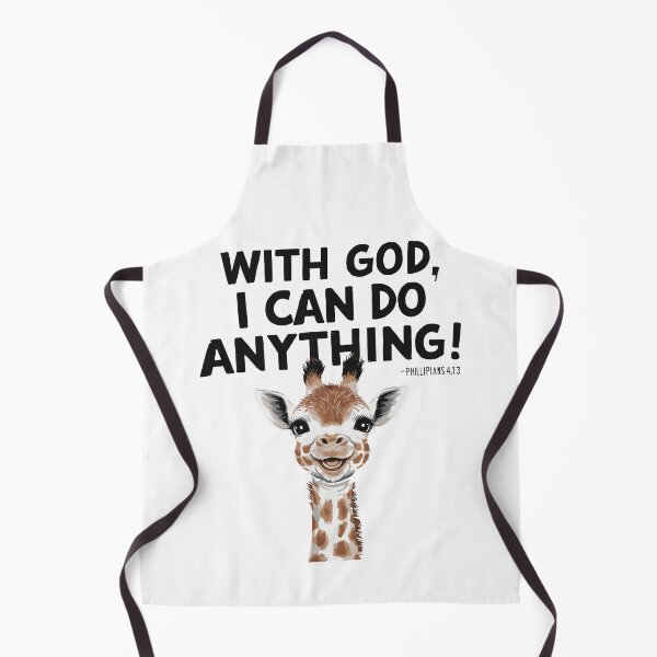 Item preview, With God, I Can Do Anything: Cheerful Giraffe Christian Kids Art with Philippians 4:13 designed and sold by HahaHandlesHub.