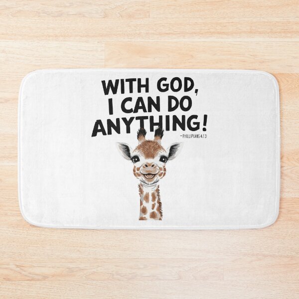 Item preview, With God, I Can Do Anything: Cheerful Giraffe Christian Kids Art with Philippians 4:13 designed and sold by HahaHandlesHub.