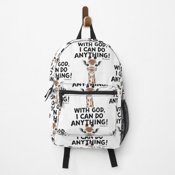 Item preview, With God, I Can Do Anything: Cheerful Giraffe Christian Kids Art with Philippians 4:13 designed and sold by HahaHandlesHub.