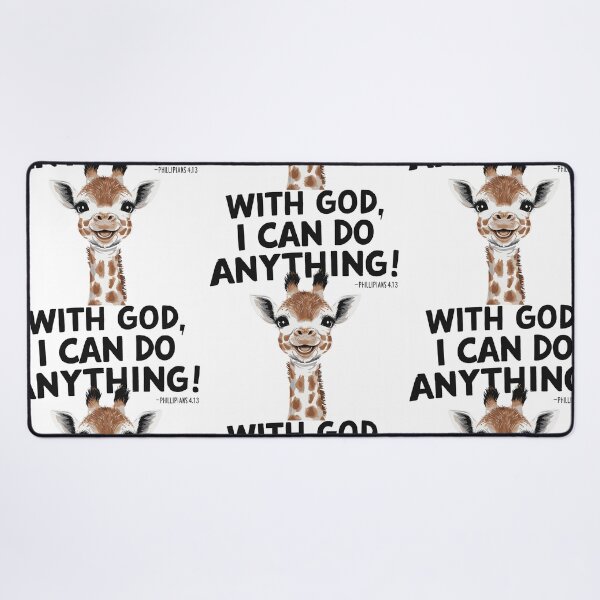 Item preview, With God, I Can Do Anything: Cheerful Giraffe Christian Kids Art with Philippians 4:13 designed and sold by HahaHandlesHub.