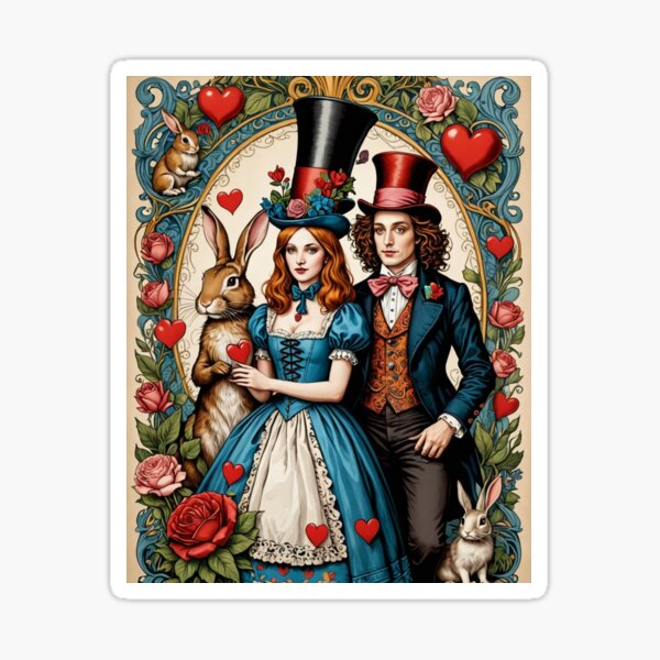 Item preview, Alice in wonderland Victorian rabbit mad hatter heart tattoo queen of hearts designed and sold by cheekylorns.