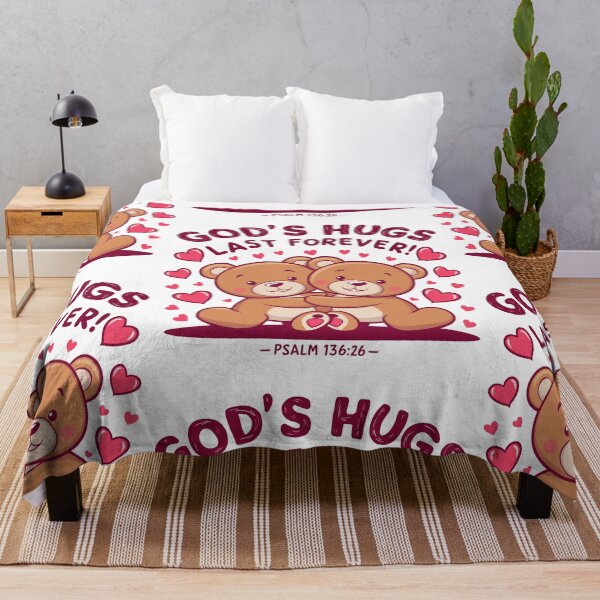 Item preview, God's Hugs Last Forever: Adorable Teddy Bear Christian Kids Art with Psalm 136:26 designed and sold by HahaHandlesHub.