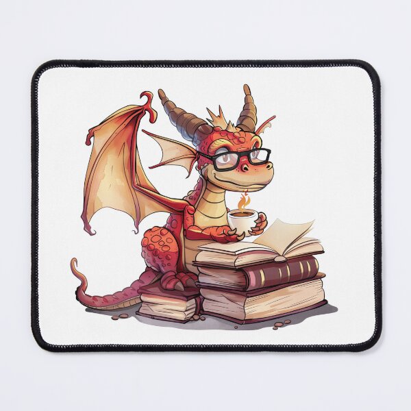Item preview, Cozy Dragon reading books and drinking hot tea designed and sold by CozyLounge.