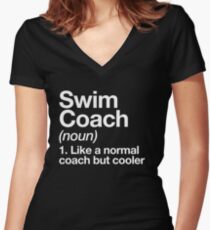Swim Coach Funny Definition Trainer Gift Design Women's Fitted V-Neck T-Shirt