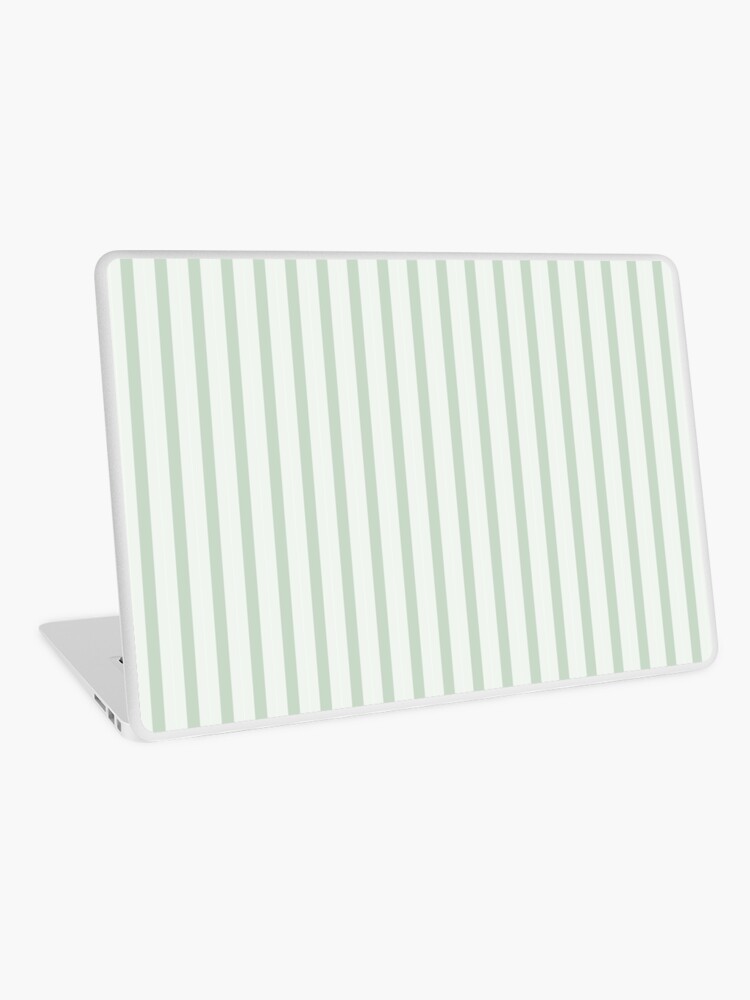 Laptop Skin, Geometric Sunset on Sea Soft Muted and Very Light Green Vertical Stripes designed and sold by Triplicate Limited