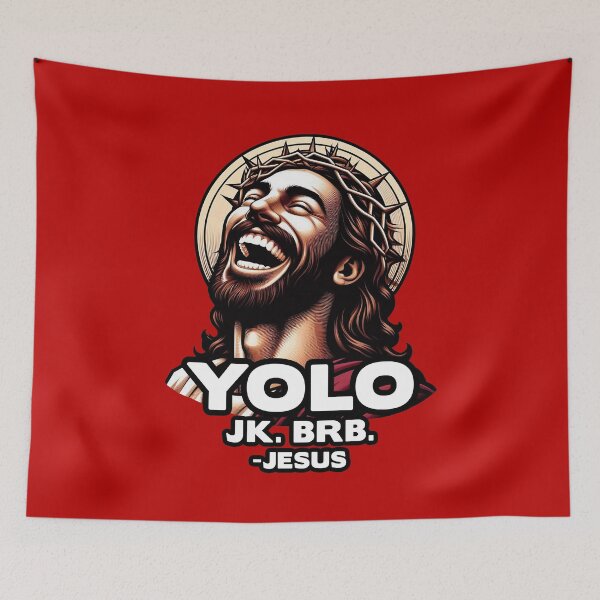 Item preview, YOLO JK BRB Jesus designed and sold by plushism.