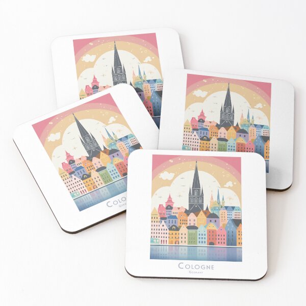 Item preview, Vintage Minimal Retro Travel Poster of Cologne on the Rhine - Colorful Skyline and Cathedral designed and sold by pod24.