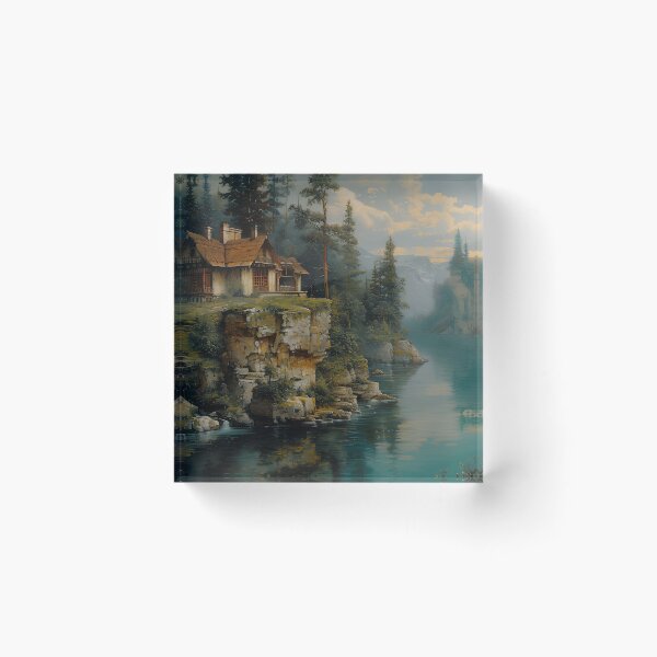 Item preview, Secluded cabin on a cliff by the lake designed and sold by Artessie.