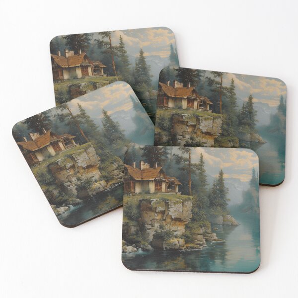 Item preview, Secluded cabin on a cliff by the lake designed and sold by Artessie.