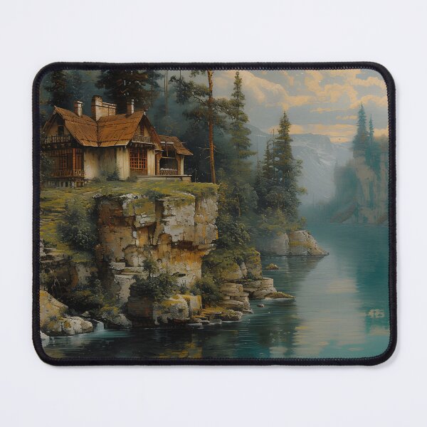 Item preview, Secluded cabin on a cliff by the lake designed and sold by Artessie.