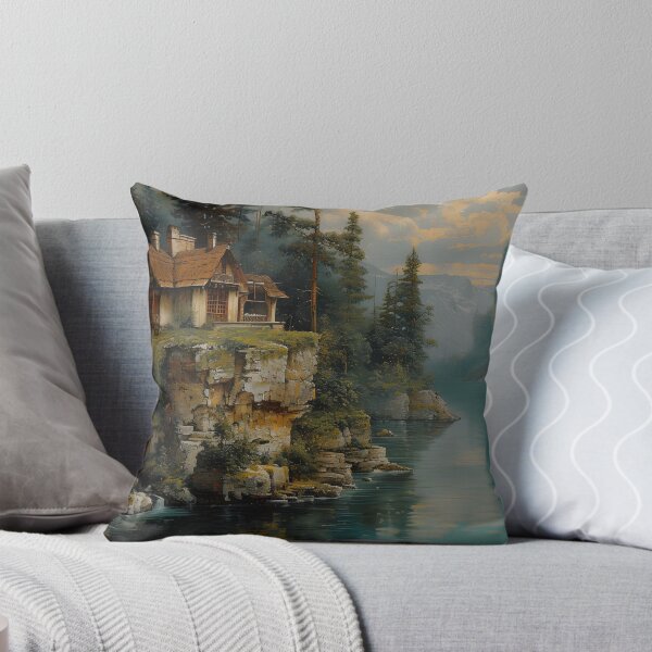 Item preview, Secluded cabin on a cliff by the lake designed and sold by Artessie.