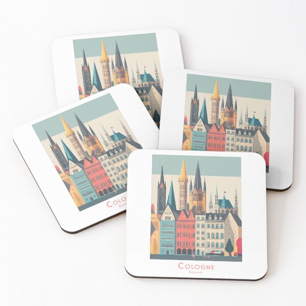 Item preview, Vintage minimal retro travel poster of Cologne skyline - cathedral and historic old town designed and sold by pod24.