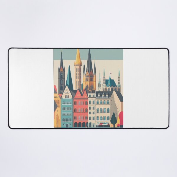 Item preview, Vintage minimal retro travel poster of Cologne skyline - cathedral and historic old town designed and sold by pod24.