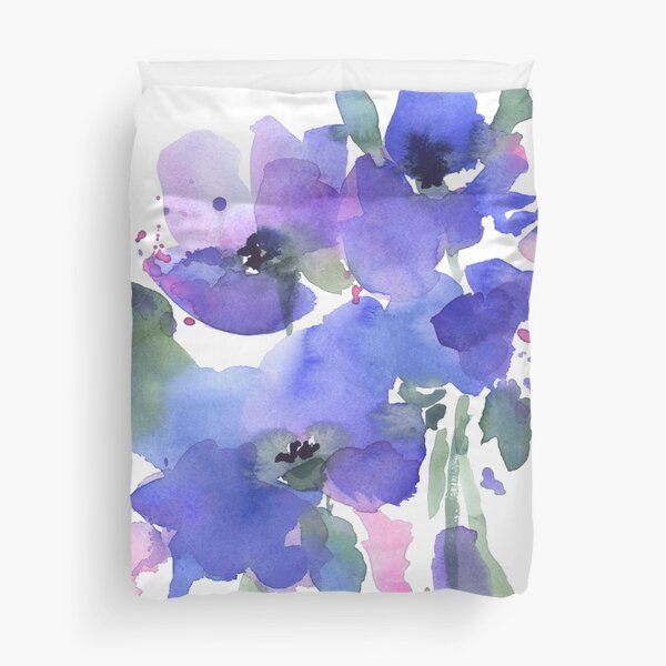 Blue Poppies and Wildflowers Duvet Cover