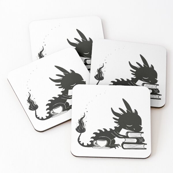 Item preview, Cozy Dragon reading books and drinking hot tea designed and sold by CozyLounge.