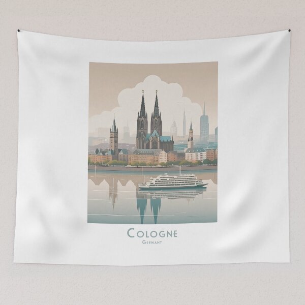 Item preview, Vintage minimal retro travel poster of Cologne skyline - cathedral and historic old town designed and sold by pod24.