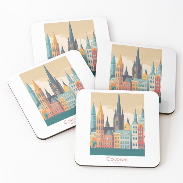 Item preview, Vintage Minimal Retro Travel Poster of Cologne Skyline - Colorful Old Town and Cathedral designed and sold by pod24.