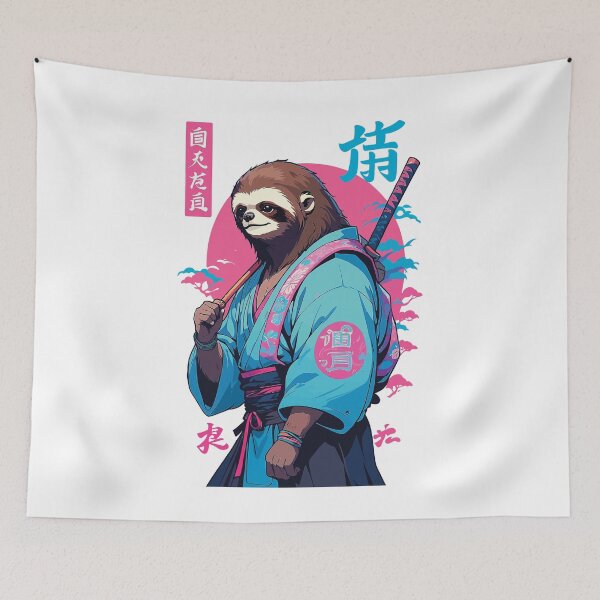 Item preview, Samurai Sloth Aesthetic Vaporwave Style designed and sold by LuminOrb.