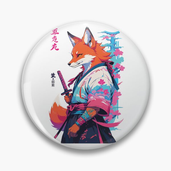 Item preview, Kitsune Samurai Fox Aesthetic Vaporwave Style designed and sold by LuminOrb.