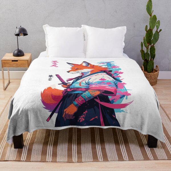 Item preview, Kitsune Samurai Fox Aesthetic Vaporwave Style designed and sold by LuminOrb.