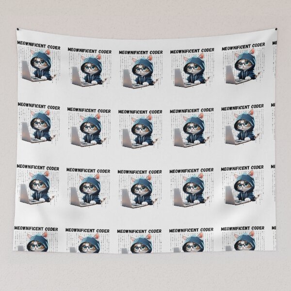 Item preview, Cat Coder - Coding Cat Meownificient Coder Cat with Hoodie and glasses designed and sold by bsrishika.