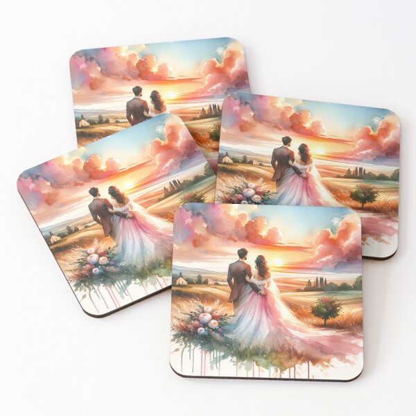 Item preview, Sunrise Bride & Groom - Beautiful Watercolor designed and sold by DepictionDesign.