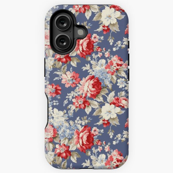 Item preview, Blue,red, white.Vintage flowers,shabby,rustic,roses,summer pattern  designed and sold by MariaMarinova.