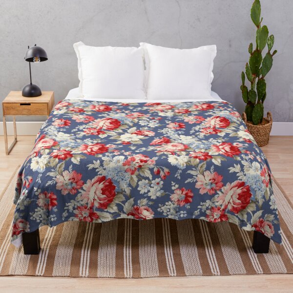 Item preview, Blue,red, white.Vintage flowers,shabby,rustic,roses,summer pattern  designed and sold by MariaMarinova.