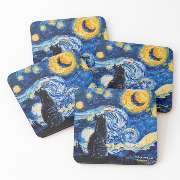 Item preview, Starry Night Cat - Van Gogh Inspired Whimsical designed and sold by my-moody-place.