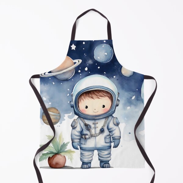 Item preview, astronaut boy and universe planets watercolor white background designed and sold by hAITHAM1985.