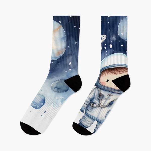 Item preview, astronaut boy and universe planets watercolor white background designed and sold by hAITHAM1985.