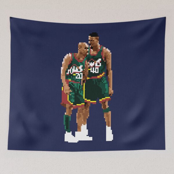 Item preview, Gary Payton Shawn Kemp Pixel duo Medium Print Qiangy designed and sold by qiangdade.
