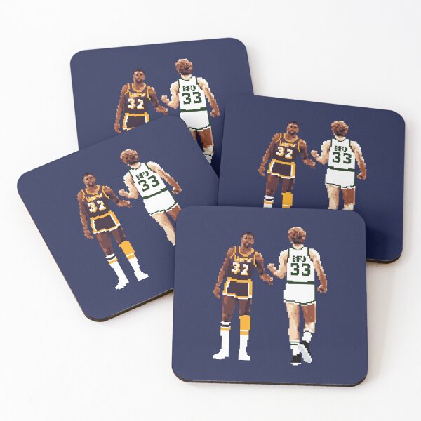 Item preview, Larry Bird and Magic Johnson Pixel fist bump Medium Print Qiangy designed and sold by qiangdade.